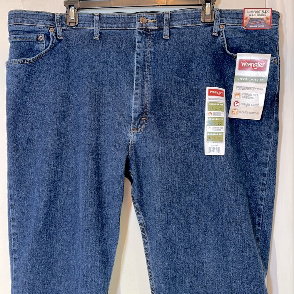 Wrangler Performance Series Regular Fit Cotton Stretch Denim Jeans 48x30 NWT - Picture 7 of 13
